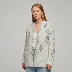 Knox Rose Cream and Gray Geometric Women’s Cardigan Size XS